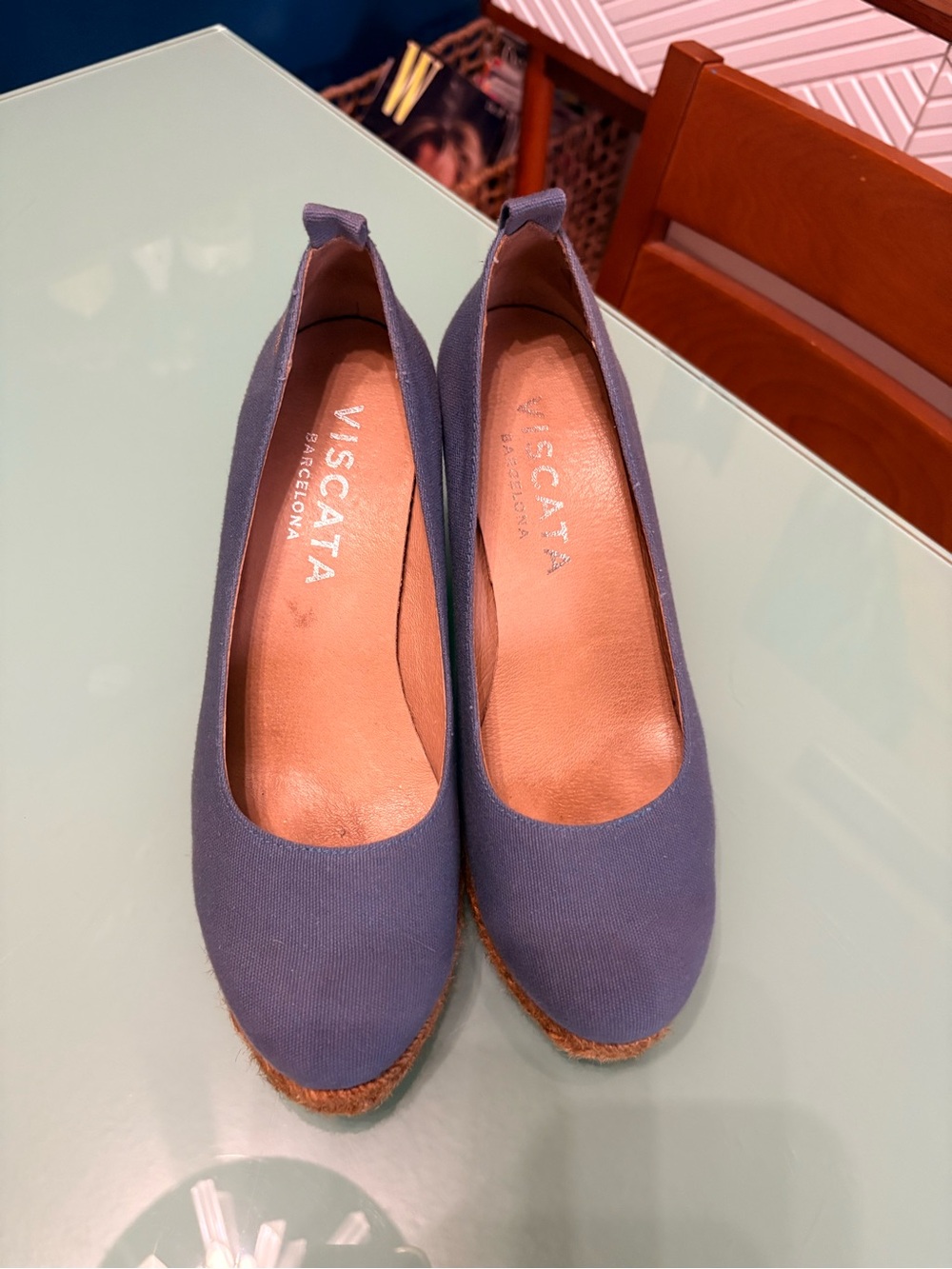 Viscata Barcelona Women's Navy Canvas Wedge Espadrilles